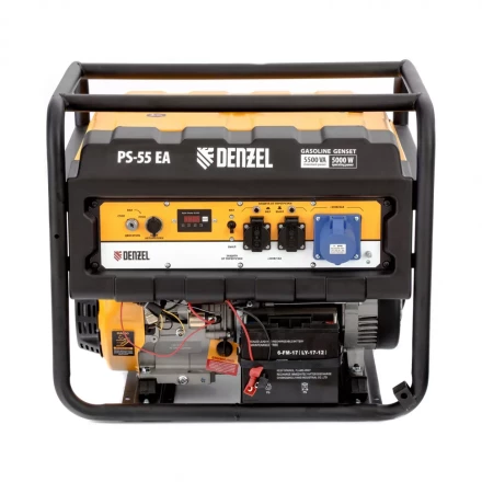 Генератор бензиновый PS 55 EA, 5.5 кВт, 230 В, 25 л, коннектор автоматики 5 PIN, электростартер Denzel 9468743 купить в Ижевске