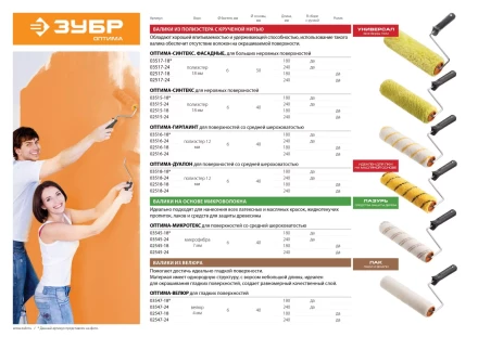 Валик малярный ЗУБР &quot;ОПТИМА -ДУАЛОН&quot;, все виды ЛКМ, идеален для ЛКМ на масляной основе, для ровных поверхностей, полиэстр, ворс 12 мм, бюгель 6 мм, 40х180мм 03518-18 купить в Ижевске