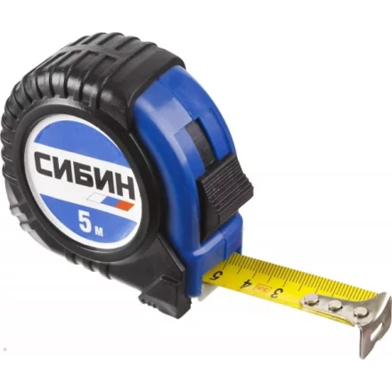 Рулетка СИБИН, обрезиненный пластиковый корпус, 5м/25мм 34019-05-25 купить в Ижевске