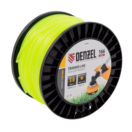 Леска для триммера звезда Denzel, 3,0мм х 166м, на DIN катушке FLEX CORD, 96288 купить в Ижевске