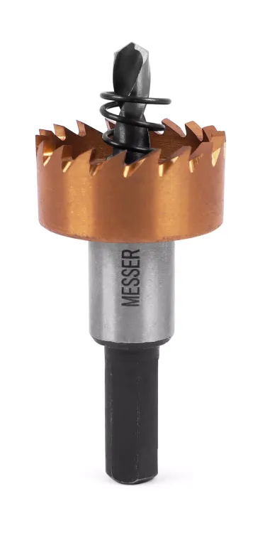 HSS-TiN коронка MESSER  26мм с центр. сверлом и толкающей пружиной для  лист. материала  до 2 мм ц/х купить в Ижевске