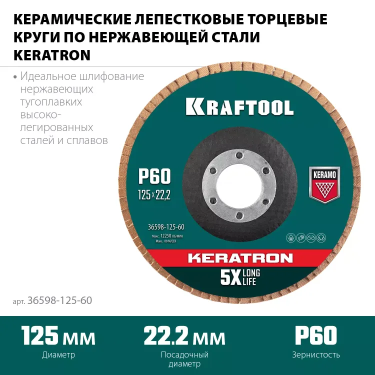Круги лепестковые керамические торцевые 36598-125-60 купить в Ижевске