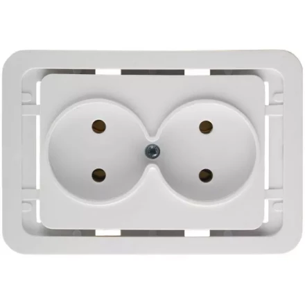 Розетка СВЕТОЗАР &quot;ГАММА&quot; двойная, цвет белый, 16А/~250В SV-54102-W купить в Ижевске