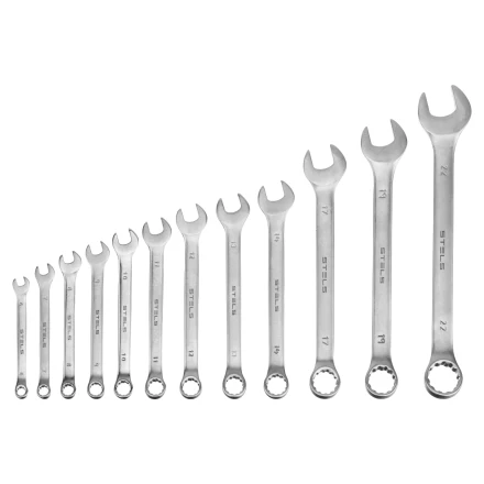 Набор ключей комбинированных Stels 15421, 6-22 мм, 12 шт, CrV, матовый хром купить в Ижевске