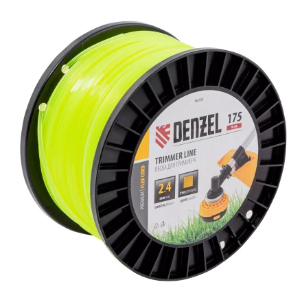 Леска для триммера квадрат Denzel, 2,4мм х 175м, на DIN катушке FLEX CORD, 96292 купить в Ижевске