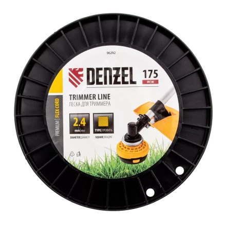 Леска для триммера квадрат Denzel, 2,4мм х 175м, на DIN катушке FLEX CORD, 96292 купить в Ижевске