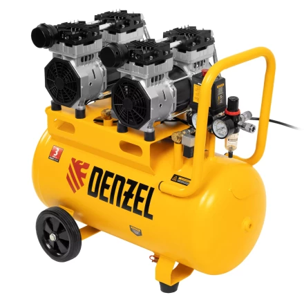 Компрессор безмасляный, малошумный Denzel DLS 1500/50, 1500 ВТ, 2x750, 50 л, 260 л/мин купить в Ижевске