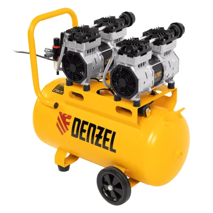 Компрессор безмасляный, малошумный Denzel DLS 1500/50, 1500 ВТ, 2x750, 50 л, 260 л/мин купить в Ижевске