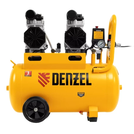 Компрессор безмасляный, малошумный Denzel DLS 1500/50, 1500 ВТ, 2x750, 50 л, 260 л/мин купить в Ижевске