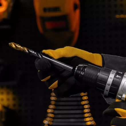 Сверло спиральное по металлу Denzel, 11 x 142мм, Р6М5, Golden Tip, многогранная заточка, 718286 купить в Ижевске