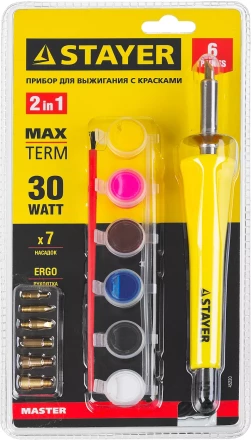 Прибор STAYER &quot;MASTER&quot; для выжигания с набором насадок 7шт и красками 45220 купить в Ижевске