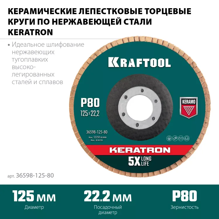 Круги лепестковые керамические торцевые 36598-125-80 купить в Ижевске