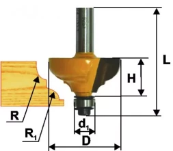 Фреза кром калевочная ф333х16мм R64мм хв 8мм 9253