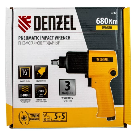 Ударный пневмогайковерт IW680, 1/2&quot;, 7000 об/мин, 680 Нм Denzel 57471 купить в Ижевске