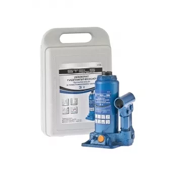 Домкрат гидравлический бутылочный 3 т h подъема 178–343 мм в пластиковом кейсе STELS 51125 купить в Ижевске