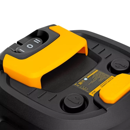 Пылесос строительный RVC20, 1400 Вт, бак 20 л, шланг 3 м, розетка с автосинхр. Denzel 28202 купить в Ижевске