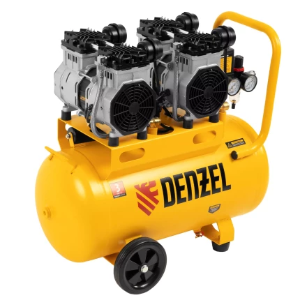 Компрессор безмасляный, малошумный Denzel DLS 2200/50, 2200 Вт, 2x1100, 50 л, 380 л/мин купить в Ижевске