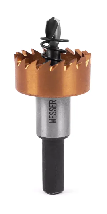 HSS-TiN коронка MESSER  28мм с центр. сверлом и толкающей пружиной для  лист. материала  до 2 мм ц/х купить в Ижевске