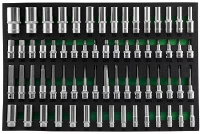 Набор головок торцевых глубоких 3/8" 1/2"DR  насадки с вставками 1/2"DR 66предметов  EVAложемент Jonnesway  S04HD4366SV 49276