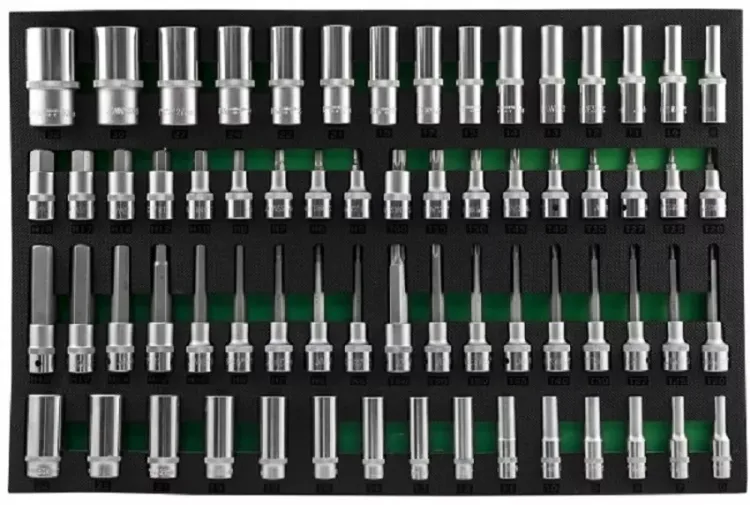 Набор головок торцевых глубоких 3/8" 1/2"DR  насадки с вставками 1/2"DR 66предметов  EVAложемент Jonnesway  S04HD4366SV 49276 купить в Ижевске