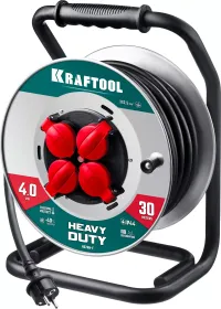 Силовые удлинители на стальной катушке  HEAVY DUTY 4.0, кабель КГ 3х2,5 кв мм 55086-30