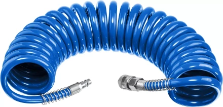 ЗУБР 5 м, 6 х 8 мм, 15 бар, воздушный спиральный шланг с фитингами рапид, Профессионал (6473-05) купить в Ижевске