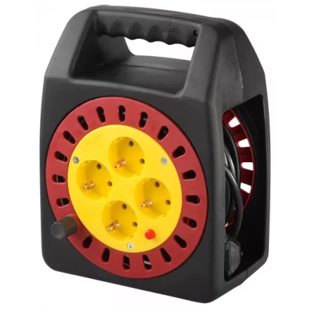 Удлинитель электрический с заземлением на катушке, евро, 4 гнезда, 10м, СВЕТОЗАР SV-55081-10 купить в Ижевске