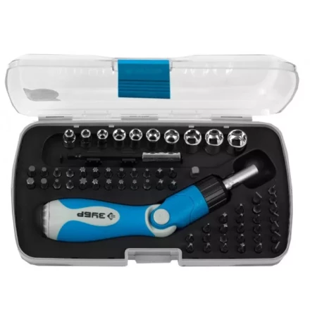 Набор ЗУБР Отвертка &quot;ЭКСПЕРТ&quot; реверсивно-рычажная с насадками,удл. с магнит.фикс.,Hex1/4&quot;-SQ1/4&quot;,в пласт. боксе,64пред. 25287-H64 купить в Ижевске