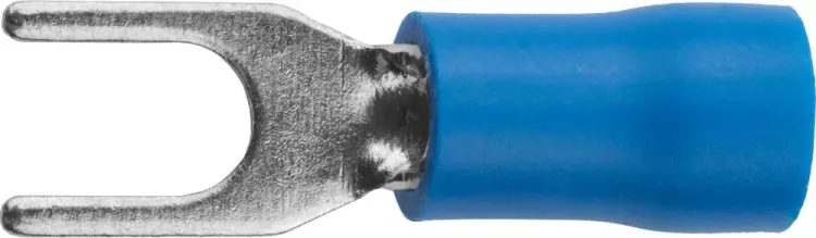 Наконечник СВЕТОЗАР для кабеля,изолированный,с вилкой,синий, вн. d 4,3мм,под болт 6мм,провод 1,5-2,5мм2, 27А,10шт 49420-25 купить в Ижевске