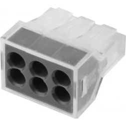 Клемма СВЕТОЗАР соединительная, 6-и проводная, 400В, 24А, 0,75-2,5мм2, 2шт 49170-6