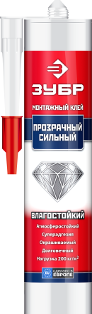 Суперсильный монтажный клей ЗУБР ЭКСПЕРТ 300 мл прозрачный 41332 купить в Ижевске