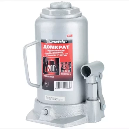 Домкрат гидравлический бутылочный 20 т h подъема 242–452 мм  MATRIX MASTER 50731 купить в Ижевске