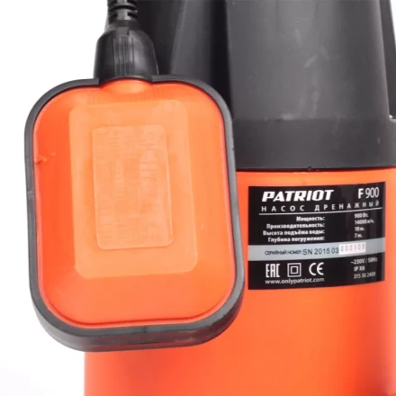 Насос дренажный для грязной воды F 900 PATRIOT купить в Ижевске