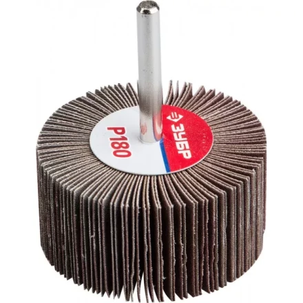 Круг шлифовальный ЗУБР &quot;МАСТЕР&quot; веерный лепестковый, на шпильке, тип КЛО, зерно-электрокорунд нормальный, P180, 30х60мм 36602-180 купить в Ижевске