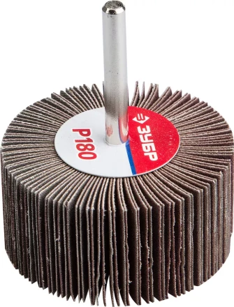Круг шлифовальный ЗУБР &quot;МАСТЕР&quot; веерный лепестковый, на шпильке, тип КЛО, зерно-электрокорунд нормальный, P180, 30х60мм 36602-180 купить в Ижевске