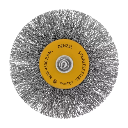 Набор щеток для дрели, 5 Плоских 25-38-50-63-75 мм, шпилька, нерж. вит. проволока Denzel 74495 купить в Ижевске