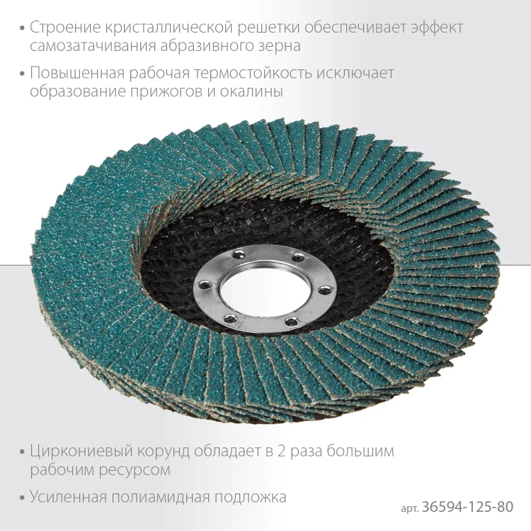 Круги лепестковые циркониевые торцевые 36594-125-80 купить в Ижевске