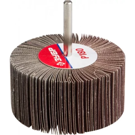 Круг шлифовальный ЗУБР &quot;МАСТЕР&quot; веерный лепестковый, на шпильке, тип КЛО, зерно-электрокорунд нормальный, P180, 40х80мм 36604-180 купить в Ижевске