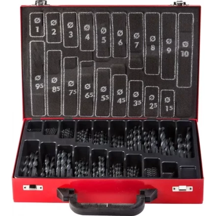 Набор ЗУБР &quot;ТЕХНИК&quot;: Свёрла по металлу парооксидированных, быстрорежущая сталь, в мет. боксе, 1-10мм, шаг-0,5, 170 предм. 4-29605-H170-M купить в Ижевске