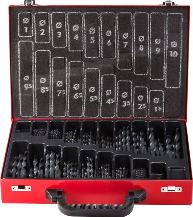 Набор ЗУБР &quot;ТЕХНИК&quot;: Свёрла по металлу парооксидированных, быстрорежущая сталь, в мет. боксе, 1-10мм, шаг-0,5, 170 предм. 4-29605-H170-M купить в Ижевске