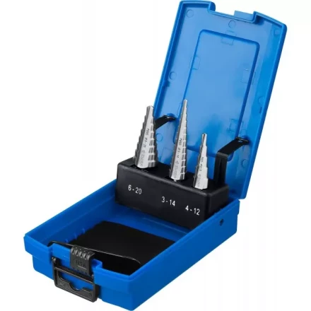 Набор ЗУБР ступенчатых сверл по сталям и цвет. мет. ст. Р6М5, d=3-14мм, 12ступ. d=4-12мм 5 ступ., d=6-20мм 14ступ. 29670-3-20-H3_z01 купить в Ижевске