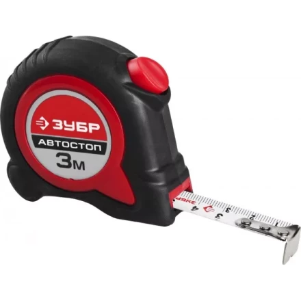 Рулетка ЗУБР "МАСТЕР", двухкомпонентный корпус, автостоп, 3м/16мм 34052-03-16 купить в Ижевске