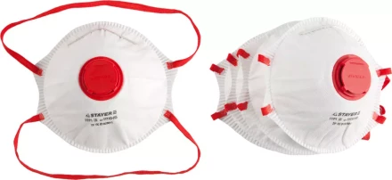 Полумаска фильтрующая STAYER &quot;PROFI&quot; коническая, с клапаном, многослойная, класс защиты FFP1, 5шт 11110-H5 купить в Ижевске