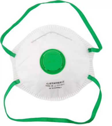 Полумаска фильтрующая STAYER &quot;PROFI&quot; коническая, с клапаном, многослойная, класс защиты FFP2 11110-2 купить в Ижевске