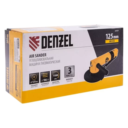 Пневматическая углошлифовальная машина Denzel 57477 AG125, 11000 об/мин, 125 мм, 186 л/мин купить в Ижевске