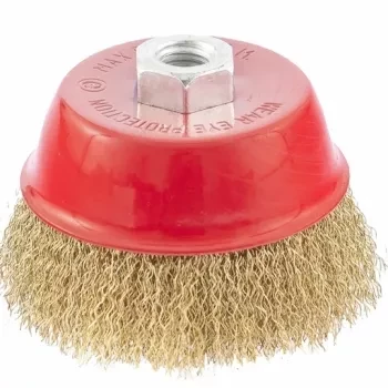 Щетка для УШМ, 150 мм, М14, &quot;чашка&quot;, латунированная витая проволока  MATRIX 74607 купить в Ижевске