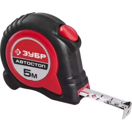 Рулетка ЗУБР "МАСТЕР", двухкомпонентный корпус, автостоп, 5м/19мм 34052-05-19 купить в Ижевске