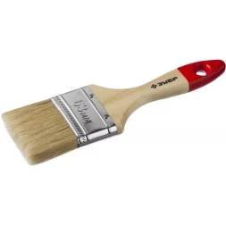 Кисть плоская ЗУБР "УНИВЕРСАЛ-МАСТЕР", натуральная щетина, деревянная ручка, 63мм 4-01003-063