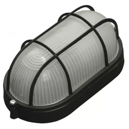 Светильник уличный СВЕТОЗАР влагозащищенный с решеткой, овал, цвет черный, 60Вт SV-57205-B купить в Ижевске