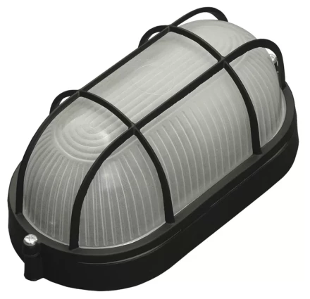 Светильник уличный СВЕТОЗАР влагозащищенный с решеткой, овал, цвет черный, 60Вт SV-57205-B купить в Ижевске